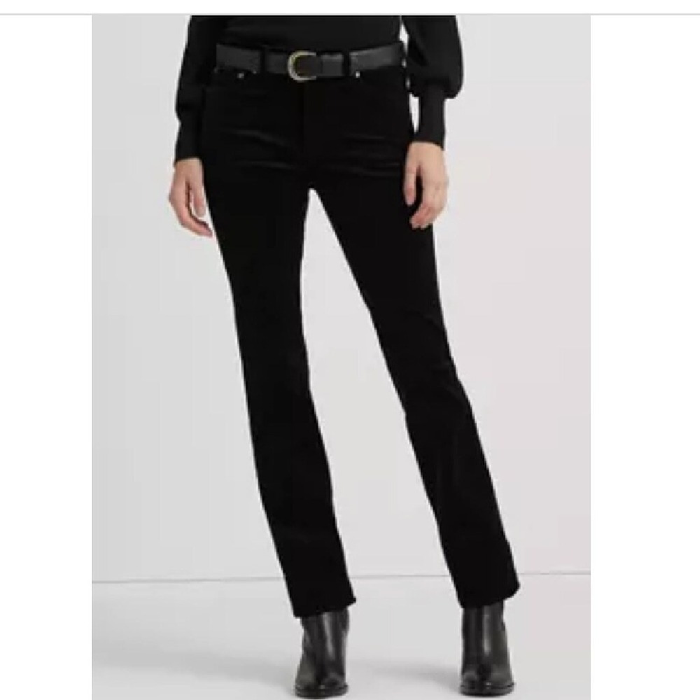 Lauren‎ Ralph Lauren Black Corduroy Classic Straight Leg Pants Womens 4 Stretch